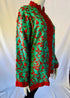 Hand Embroidered Short Jacket - Turquoise and Red